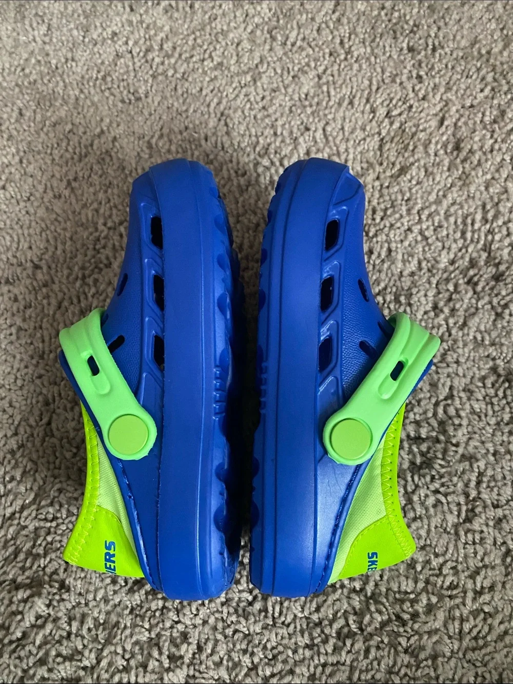 Skechers Blue Clog-Style Water Shoes with Neon Green Trim